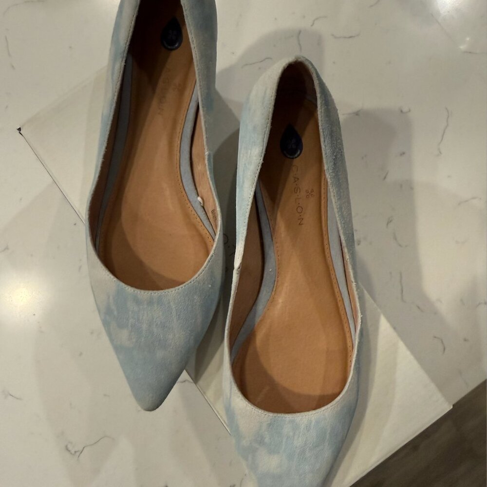 CASLON NIB Womens Pointed Toe Flats Blue Tie Dye Suede SZ 9.5M